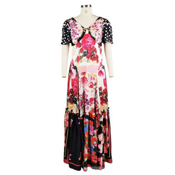 2020 Women Fashion Bohemian V Neck Plus Size Floral Maxi Dresses  Vestidos Femme S-5XL